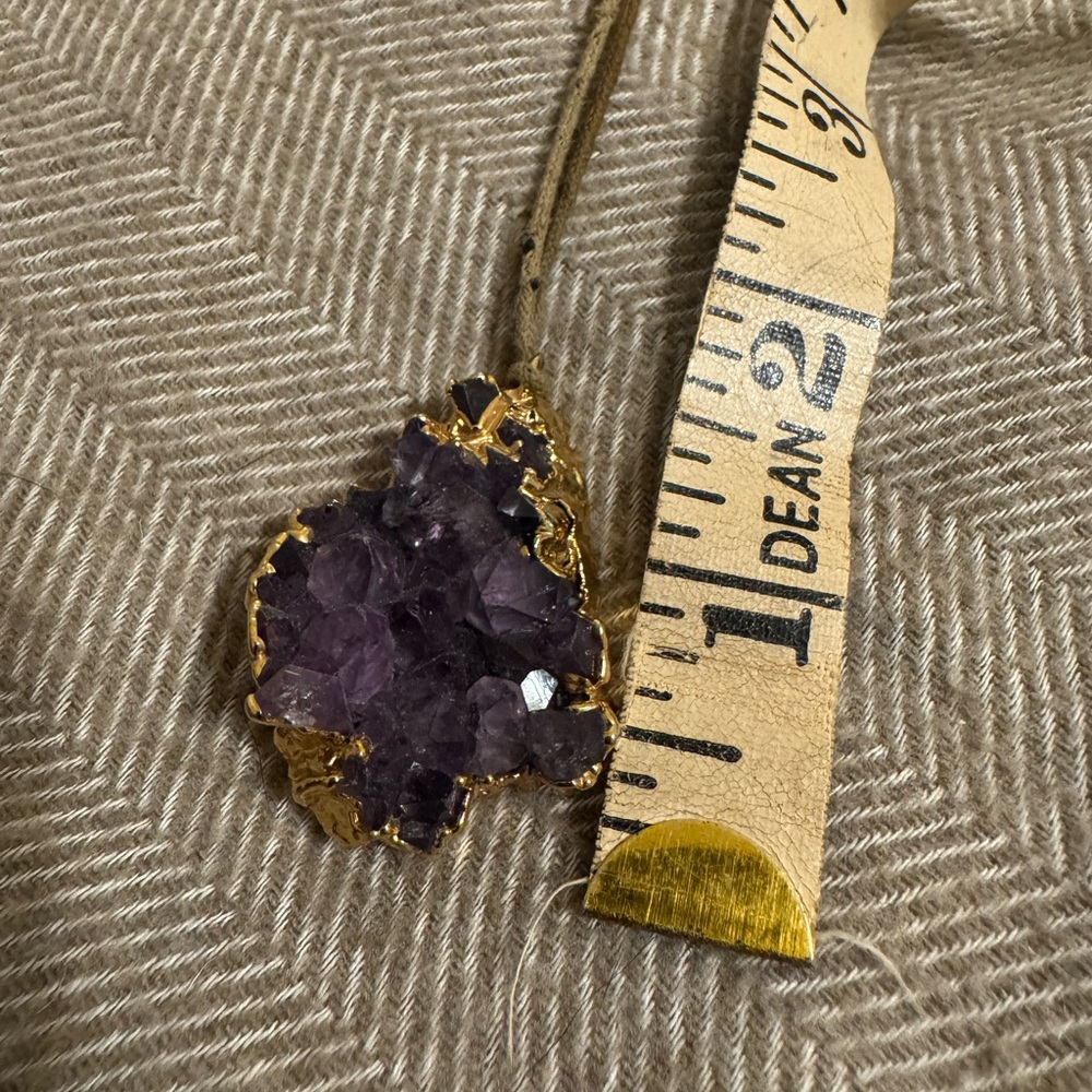 24k Gold Plated Amethyst Crystal Pendant Necklace